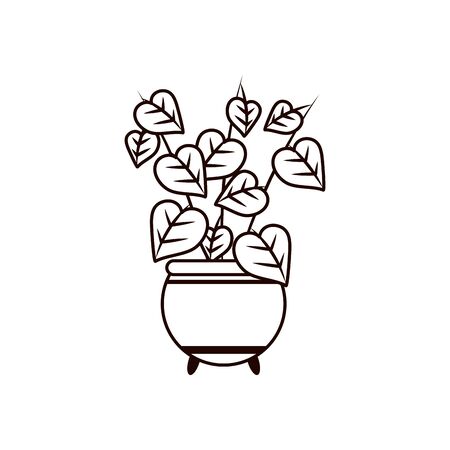 plant inside pot line style icon design of Floral nature garden ornament botany decoration beauty and flora theme Vector illustrationの写真素材