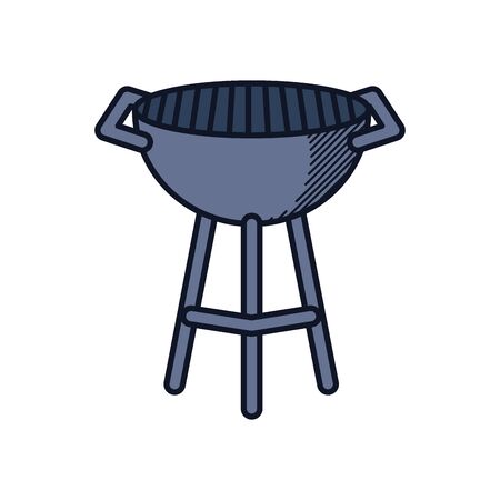 Happy fathers day concept, bbq grill icon over white background, line and fill style, vector illustrationの写真素材
