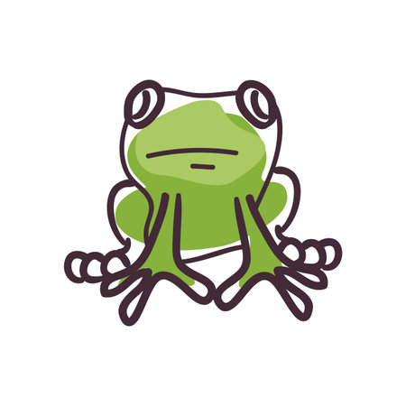 frog cartoon flat style icon design, Animal zoo and life theme Vector illustration