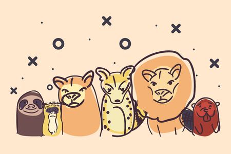 Wild Animals cartoons design, Zoo life and nature theme Vector illustrationの写真素材