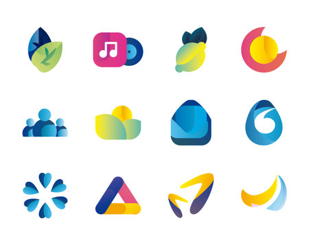Abstract shapes gradient style icon set design, brand and corporate theme Vector illustrationの写真素材
