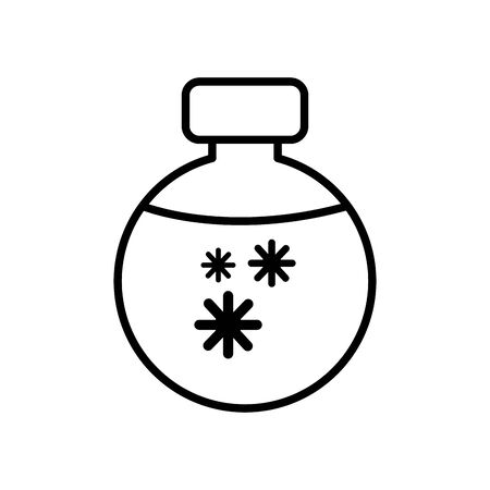 chemical flask with covid 19 over white background, line style, vector illustrationの写真素材