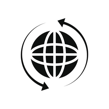 global sphere with sync arrows around over white background, line style, vector illustrationの写真素材