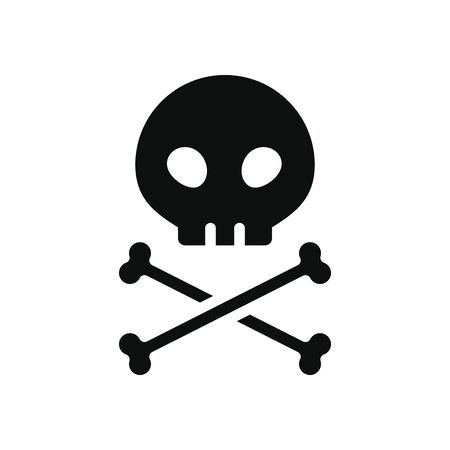 skull and crossed bones icon over white background, silhouette style, vector illustrationの写真素材