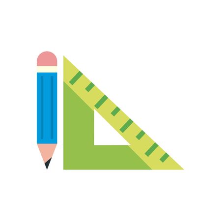 Ruler and pencil flat style icon design, Instrument tool work measurement lenght object inch long and distance theme Vector illustrationの写真素材