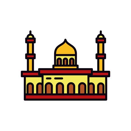 arabic mosque icon over white background, line and fill style, vector illustrationの写真素材