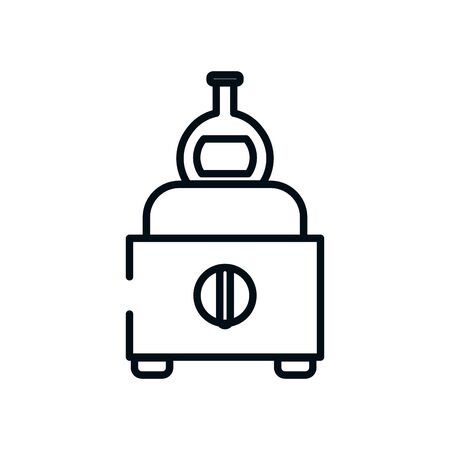 chemical flask and machine over white background, line style, vector illustrationの写真素材