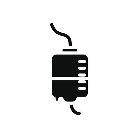blood iv bag icon over white background, silhouette style, vector illustrationの写真素材