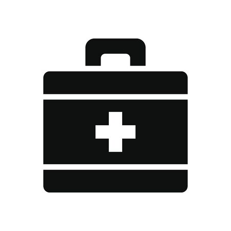 medicine concept, first aid kit icon over white background, silhouette style, vector illustrationの写真素材
