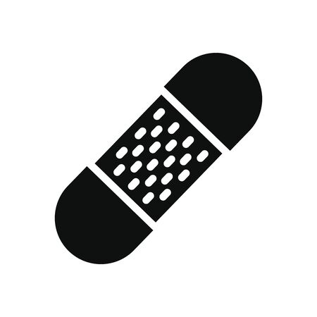 medicine concept, aid band icon over white background, silhouette style, vector illustrationの写真素材