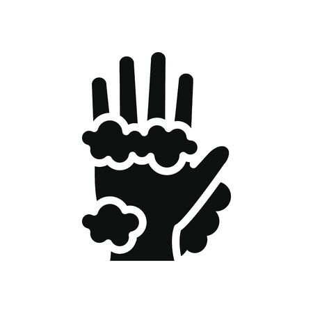hand with foamy soap icon over white background, line and fill style, vector illustrationの写真素材