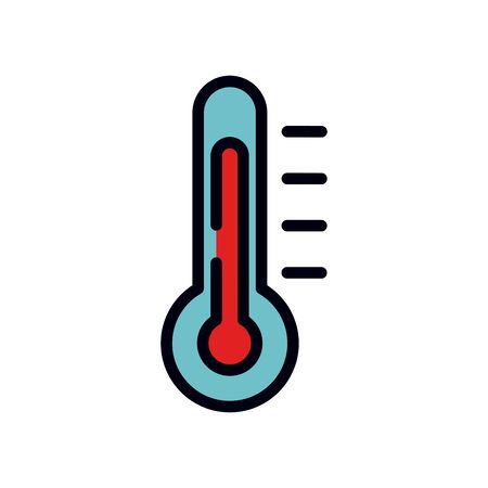medicine concept, temperature thermometer icon over white background, line and fill style, vector illustrationの写真素材