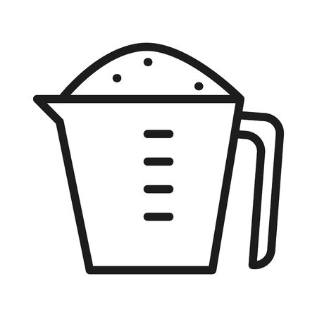 Textile care concept, measuring cup with detergent icon over white background, line style, vector illustrationの写真素材