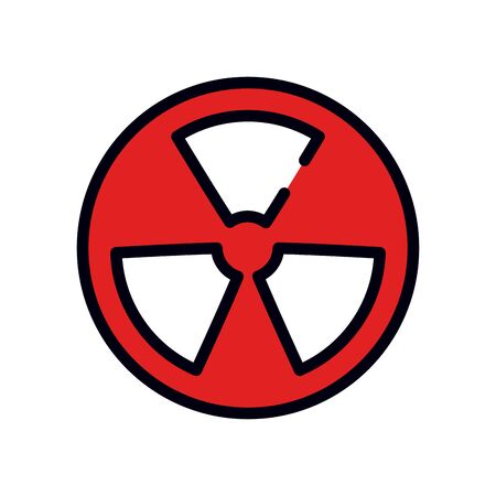 nuclear symbol icon over white background, line and fill style, vector illustrationの写真素材