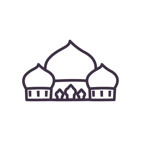 Eid mubarak mosque line style icon design, Islamic religion culture belief religious faith god spiritual meditation and traditional theme Vector illustrationの写真素材