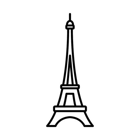 bastille day concept, eiffel tower icon over white background, line style, vector illustrationの写真素材