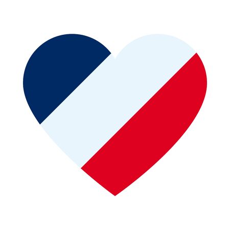 heart with france flag design over white background, flat style, vector illustrationの写真素材