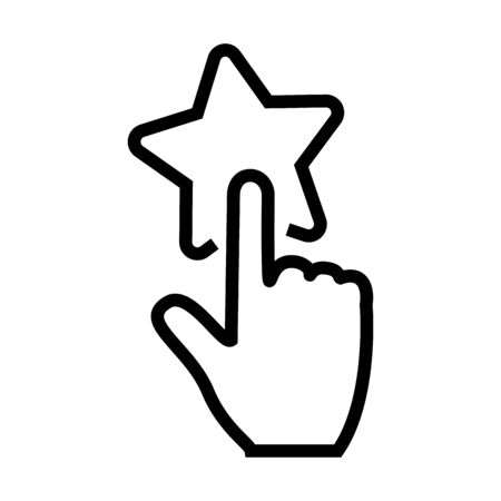 shopping online concept, hand cursor touching a star over white background, line style, vector illustrationの写真素材