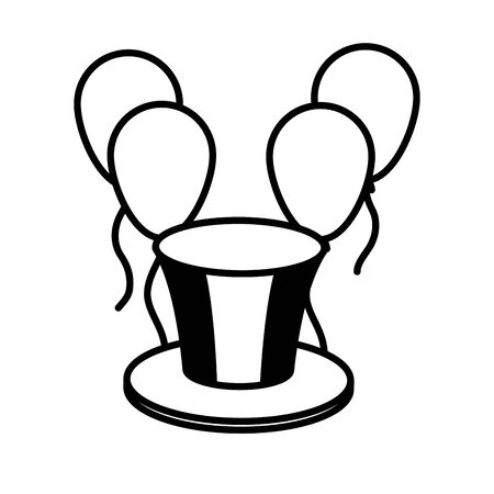 bastille day concept, decorative balloons and top hat with france flag design over white background, line style, vector illustrationの写真素材