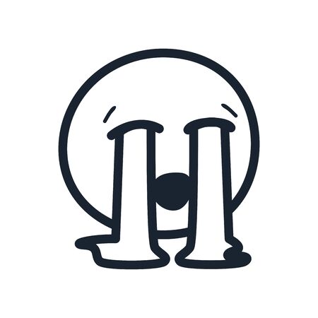 sob emoji face line style icon design, Cartoon expression emoticon and social media theme Vector illustrationの写真素材