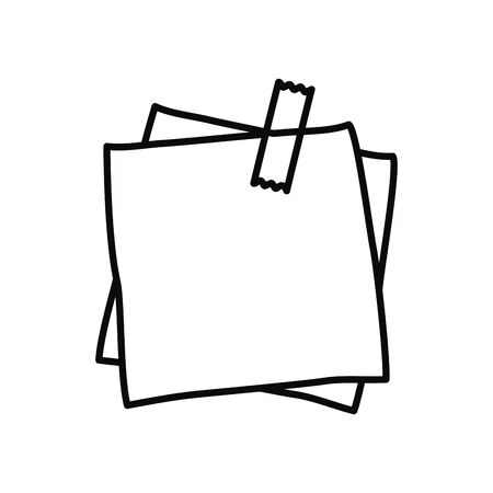 tape with notes icon over white background, line style, vector illustrationの写真素材