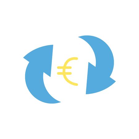 euro symbol inside arrows flat style icon of money financial banking commerce and market theme Vector illustrationの写真素材