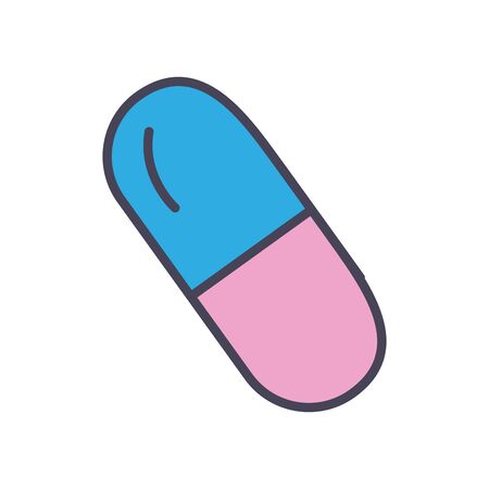 Pill fill style icon design of Medical care health and emergency theme Vector illustrationの写真素材