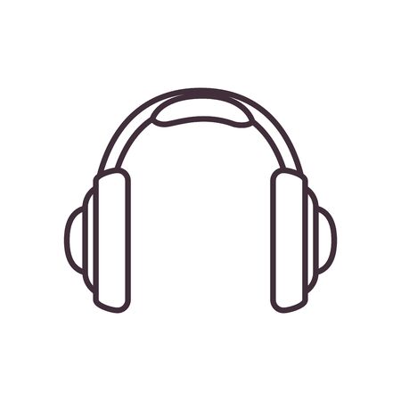 Headphone line style icon design, Device music sound audio stereo technology volume headset and ear theme Vector illustrationの写真素材