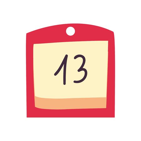 Note paper with thirteen number flat style icon design, Document data archive office and information theme Vector illustrationの写真素材
