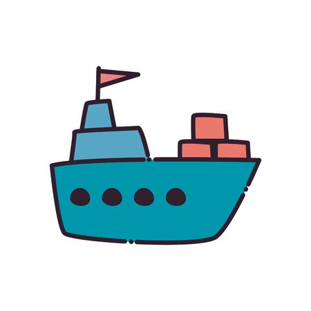 Containers over ship flat style icon design, Delivery logistics and transportation theme Vector illustrationの写真素材