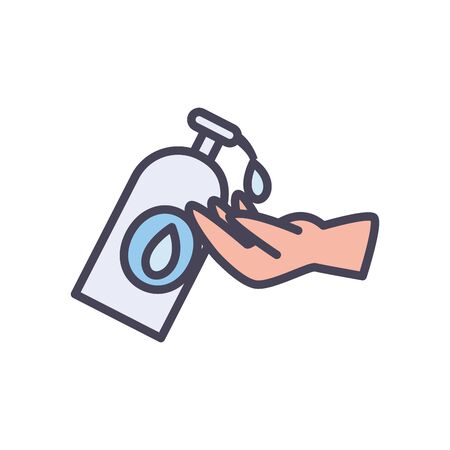 Antibacterial bottle fill style icon design, Hygiene wash health clean healthy bacteria bathroom and protection theme Vector illustrationの写真素材