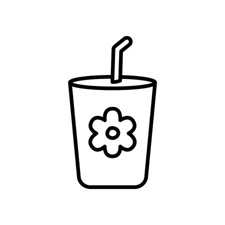 flower cup icon over white background, line style, vector illustrationの写真素材