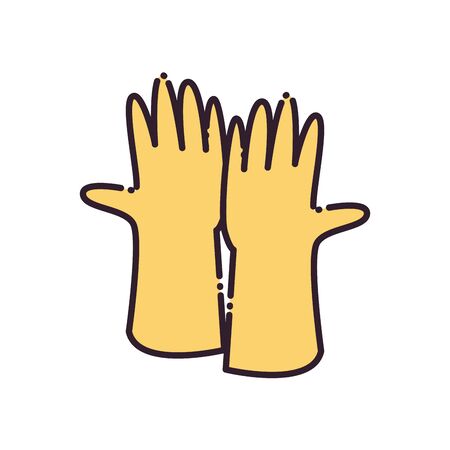 gloves flat style icon design, Cleaning service wash home hygiene equipment domestic interior housework and housekeeping theme Vector illustrationの写真素材