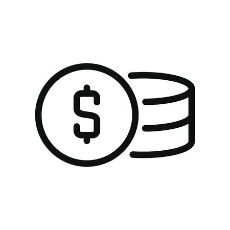 money coins icon over white background, line style, vector illustrationの写真素材