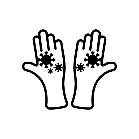 infected hands icon over white background, line style, vector illustrationの写真素材