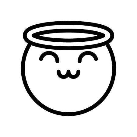 angel emoji face icon over white background, line style, vector illustrationの写真素材