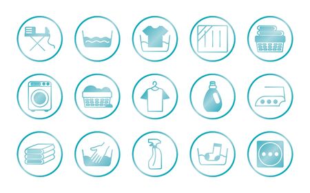 washing machine and Textile care icon set over white background, gradient style, vector illustrationの写真素材