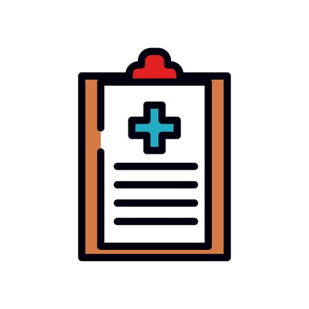 medical report icon over white background, line and fill style, vector illustrationの写真素材