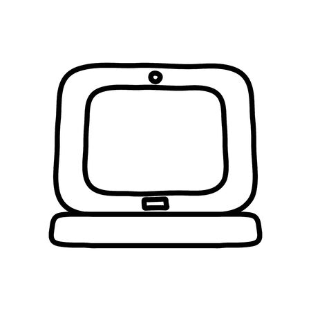 laptop computer icon over white background, line style, vector illustrationのイラスト素材
