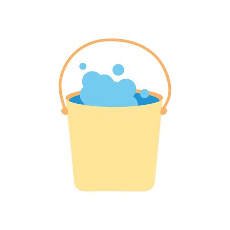 bucket with soapy water over white background, flat style, vector illustrationのイラスト素材
