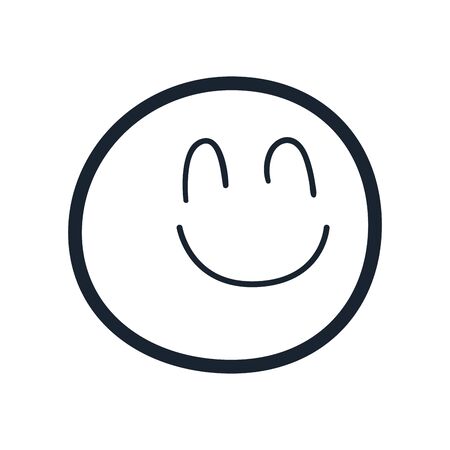 Happy emoji face line style icon design, Cartoon expression emoticon and social media theme Vector illustrationのイラスト素材