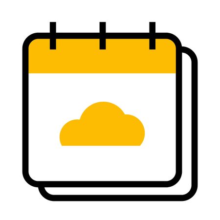 calendar with cloud storage icon over white background, half line half color style, vector illustrationのイラスト素材