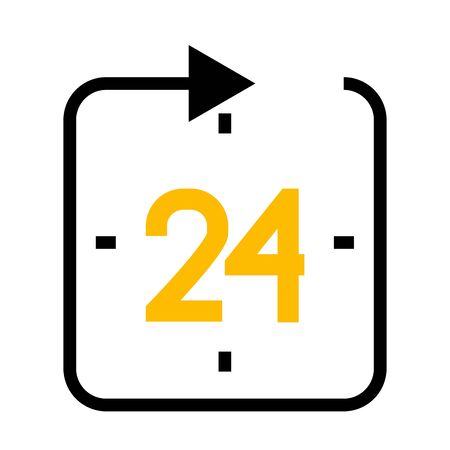 24 hours symbol over white background, half line half color style, vector illustrationのイラスト素材