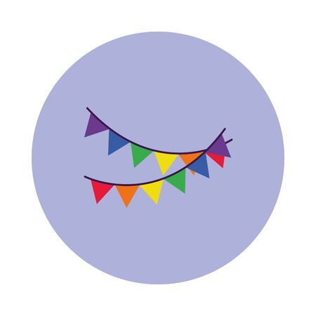 pride concept, colorful pennants icon over white background, block style, vector illustrationのイラスト素材