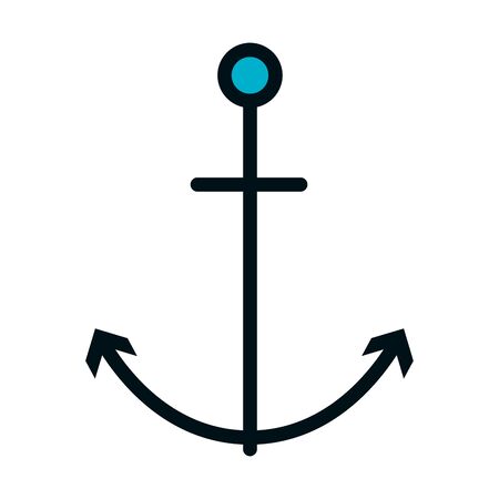 anchor icon over white background, half color half line style, vector illustrationのイラスト素材