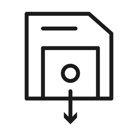 diskette with download arrow icon over white background, line style, vector illustrationのイラスト素材