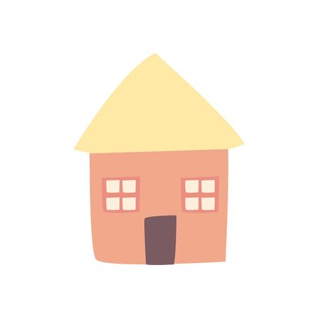 House with windows and door flat style icon design, Home real estate building residential architecture property and city theme Vector illustrationのイラスト素材