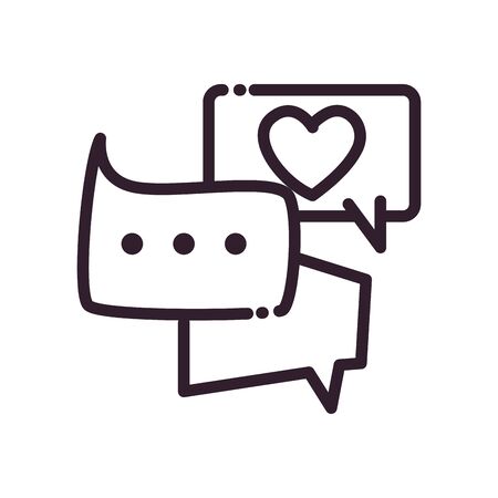 Communication bubbles with points and heart line style icon design, Message discussion conversation and chatting theme Vector illustrationのイラスト素材
