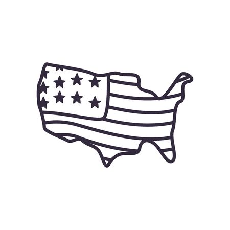 Usa flag map line style icon design, United states independence day and national theme Vector illustrationのイラスト素材