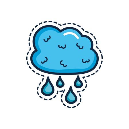 patches concept,cloud with drops icon over white background, line color style, vector illustrationのイラスト素材
